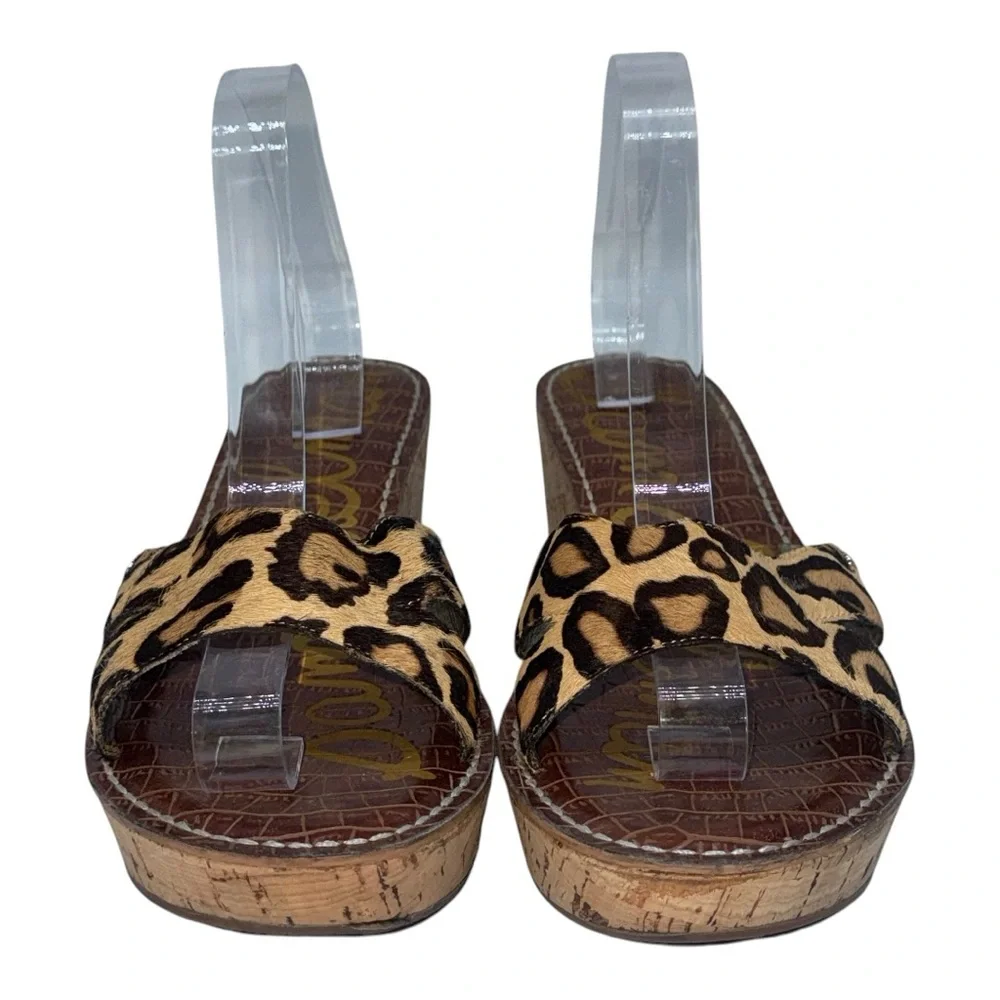 4056. Sam Edelman‎ Women's Leopard Print Cork Wedge Sandals Size 10